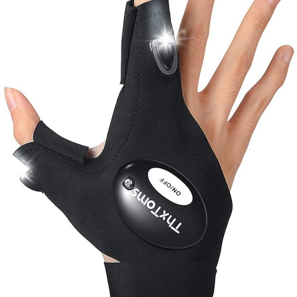 Men LED Flashlight Gloves Camping Fishing Mechanic